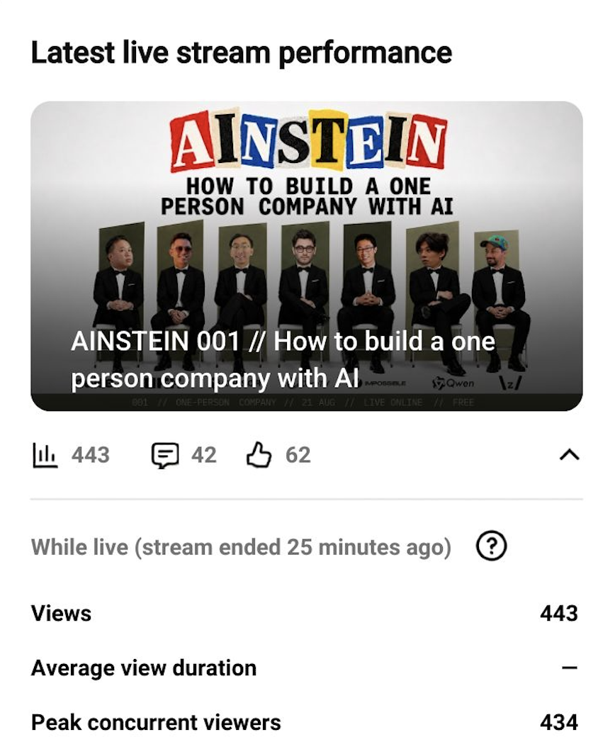 AINSTEIN live stream performance